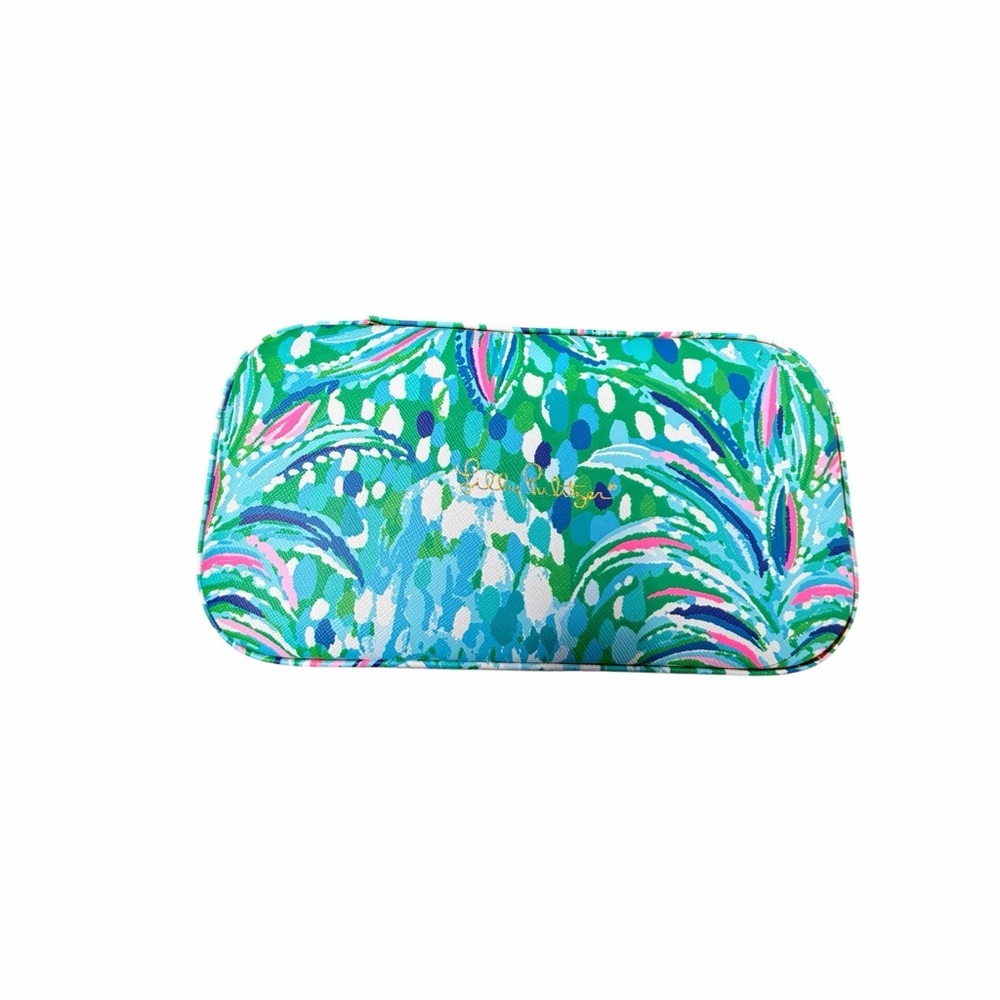 Lilly Pulitzer Tropical Blue and Green Cosmetic Case small